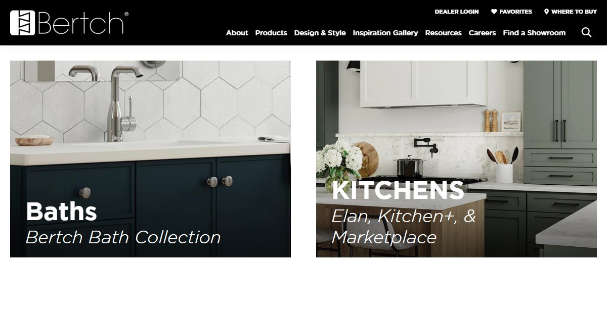 Bertch Cabinet Mfg. website — cabinetry product styles and collections