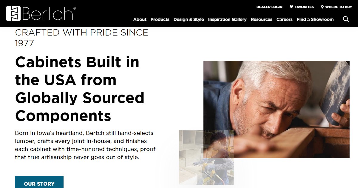 Bertch Cabinet Mfg. website — featured projects and brand details