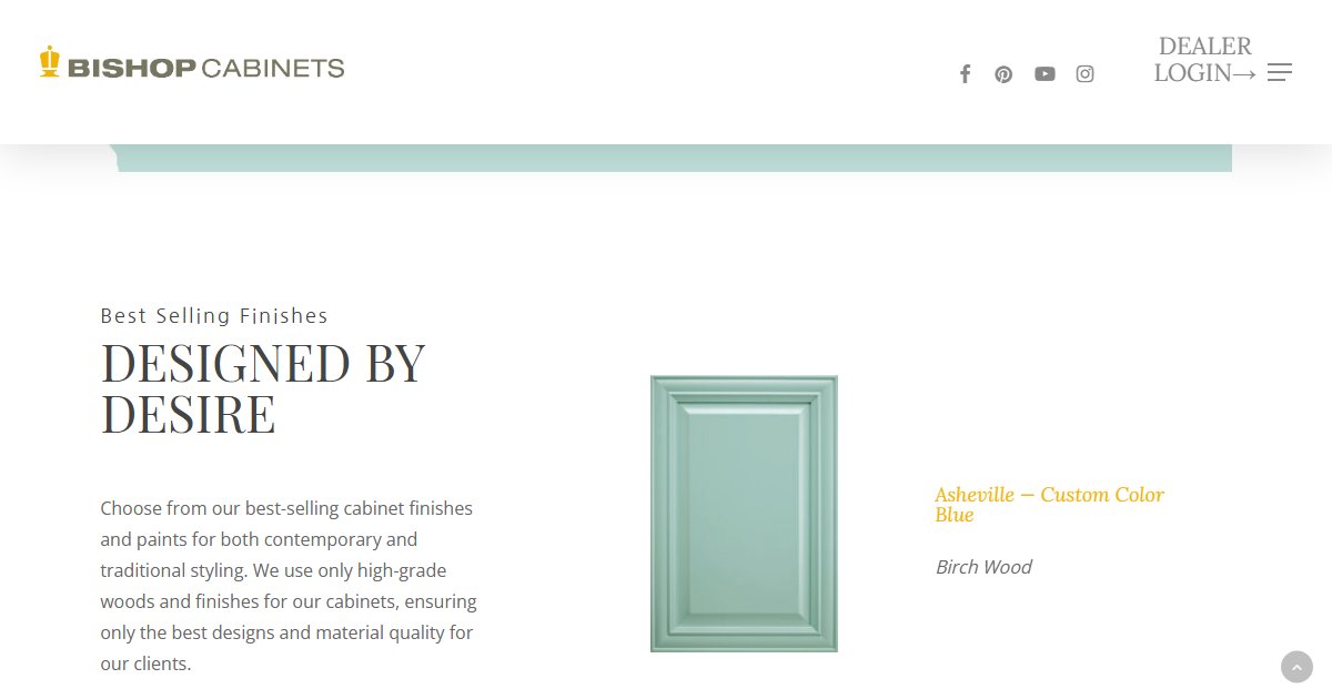 Bishop Cabinets website — featured projects and brand details