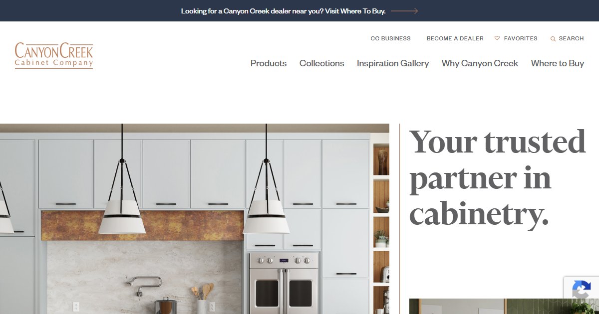 Canyon Creek Cabinet Company official website — kitchen and bath cabinetry