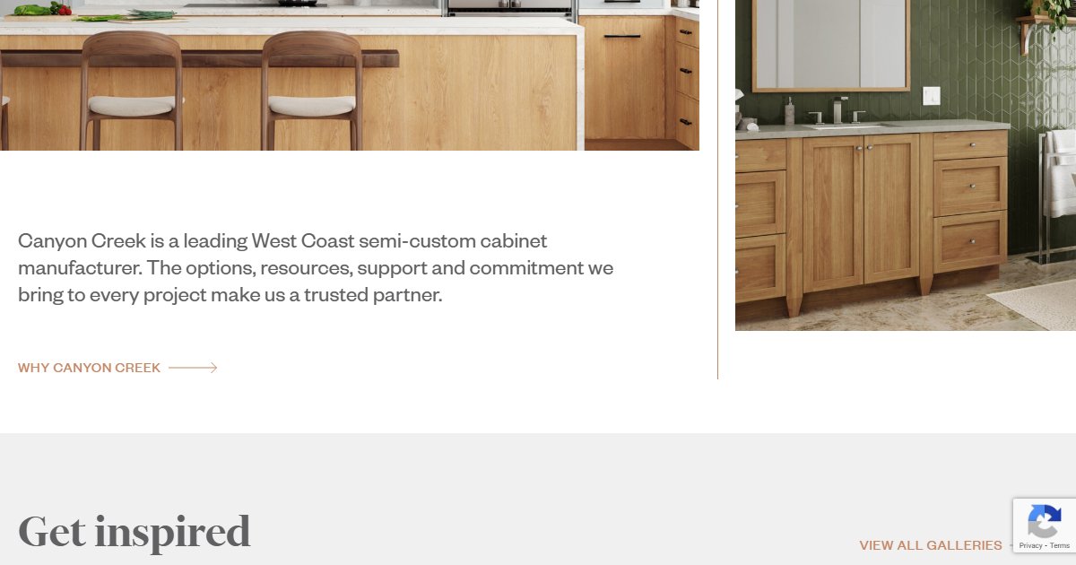 Canyon Creek Cabinet Company website — cabinetry product styles and collections