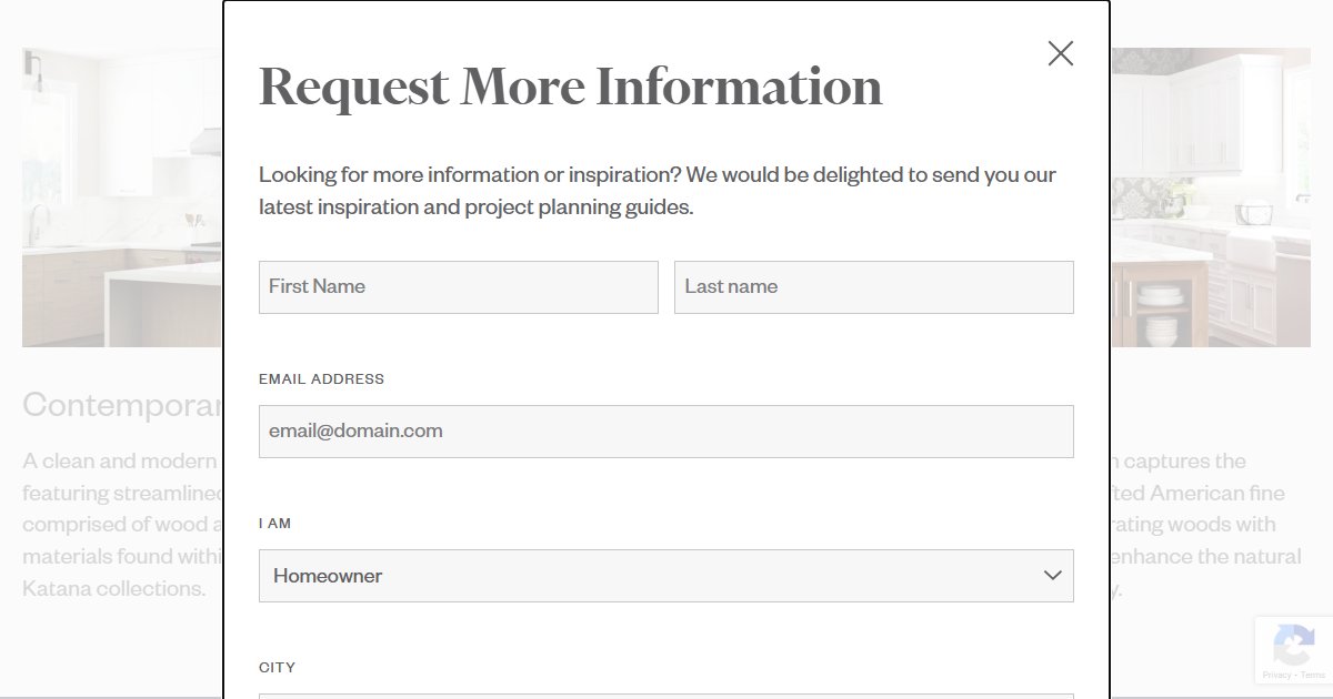 Canyon Creek Cabinet Company website — design options and finish selections