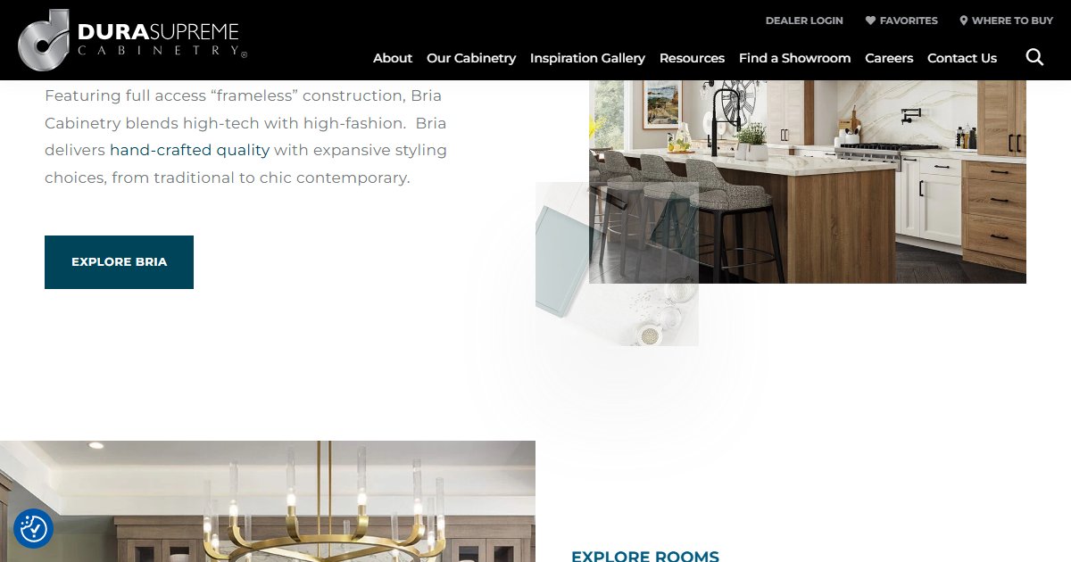 Dura Supreme Cabinetry website — design options and finish selections