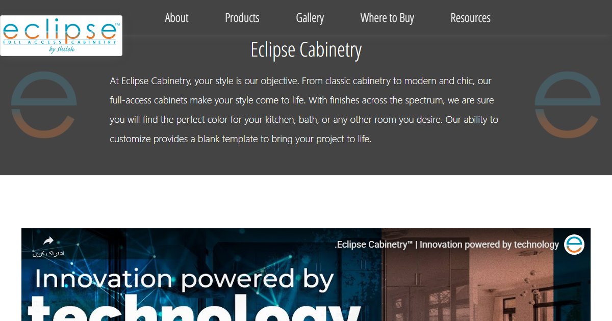 Eclipse Cabinetry website — cabinetry product styles and collections