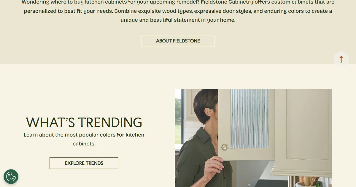 Fieldstone Cabinetry website — featured projects and brand details