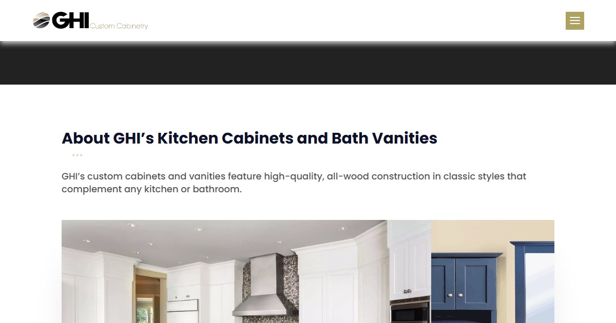GHI Cabinets website — cabinetry product styles and collections