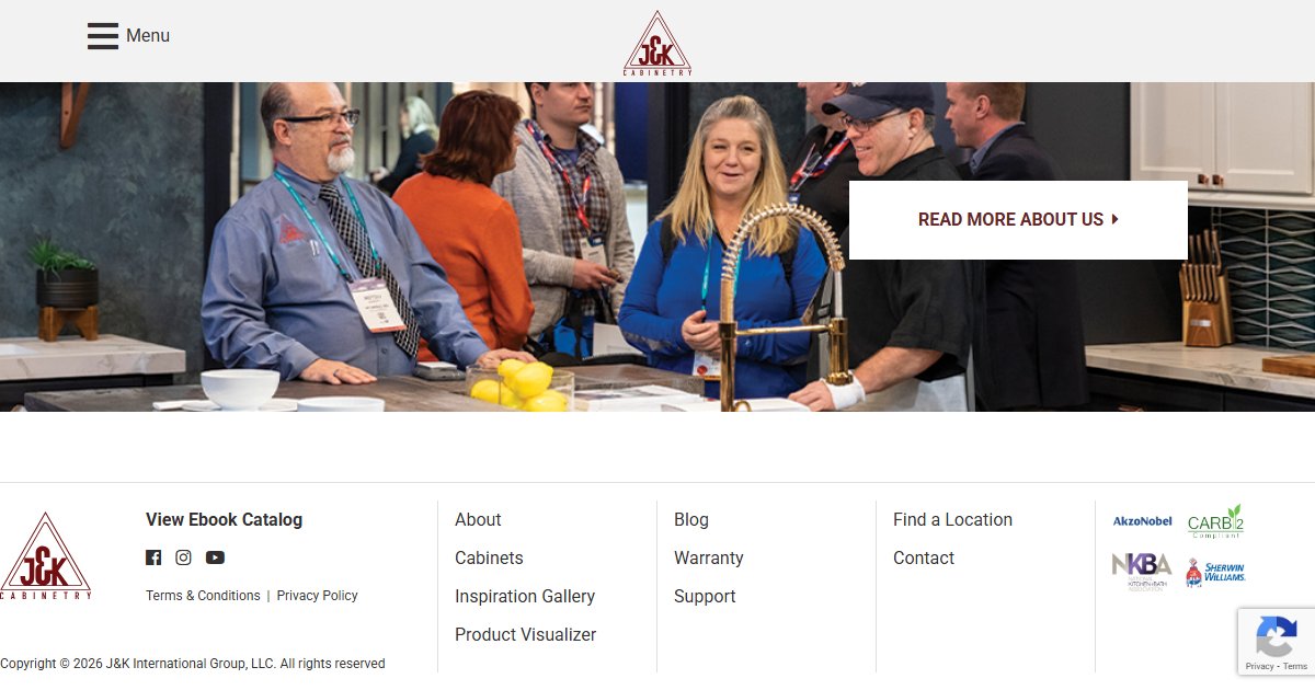 J&K Cabinetry website — featured projects and brand details