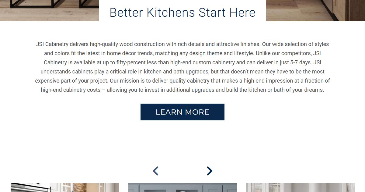 JSI Cabinetry website — design options and finish selections