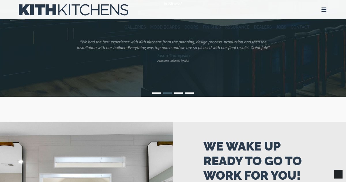 Kith Kitchens website — design options and finish selections