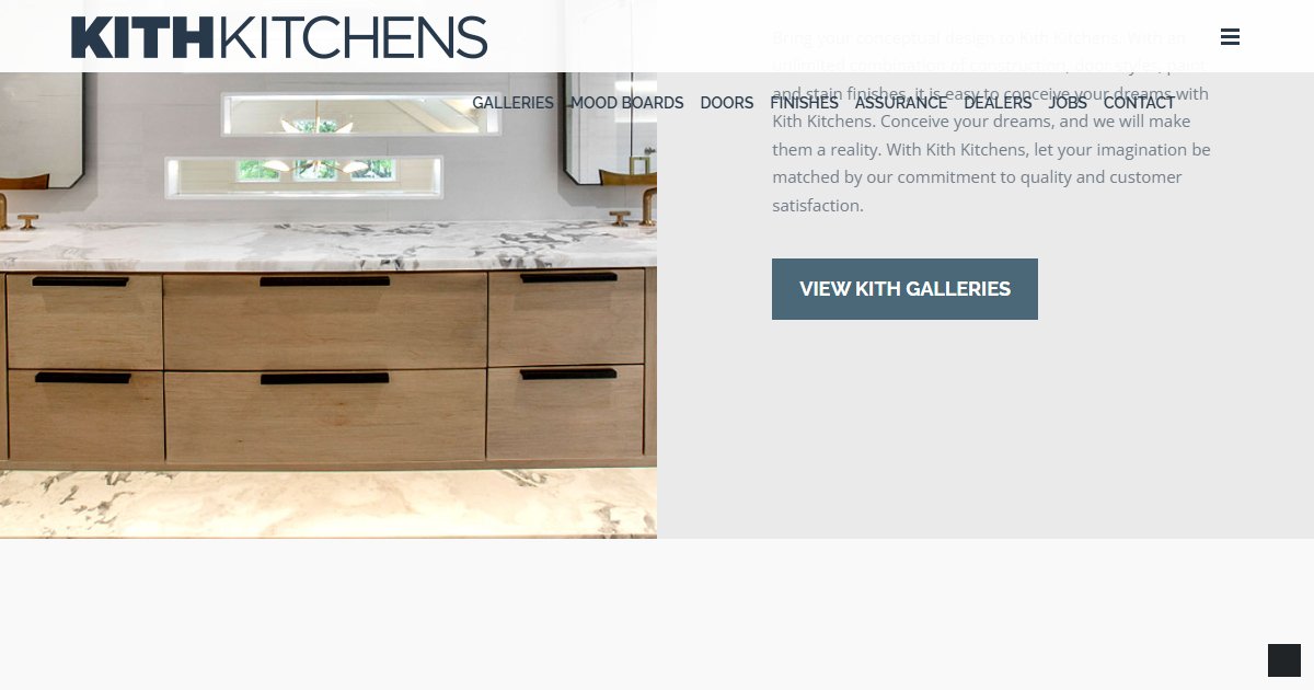 Kith Kitchens website — featured projects and brand details