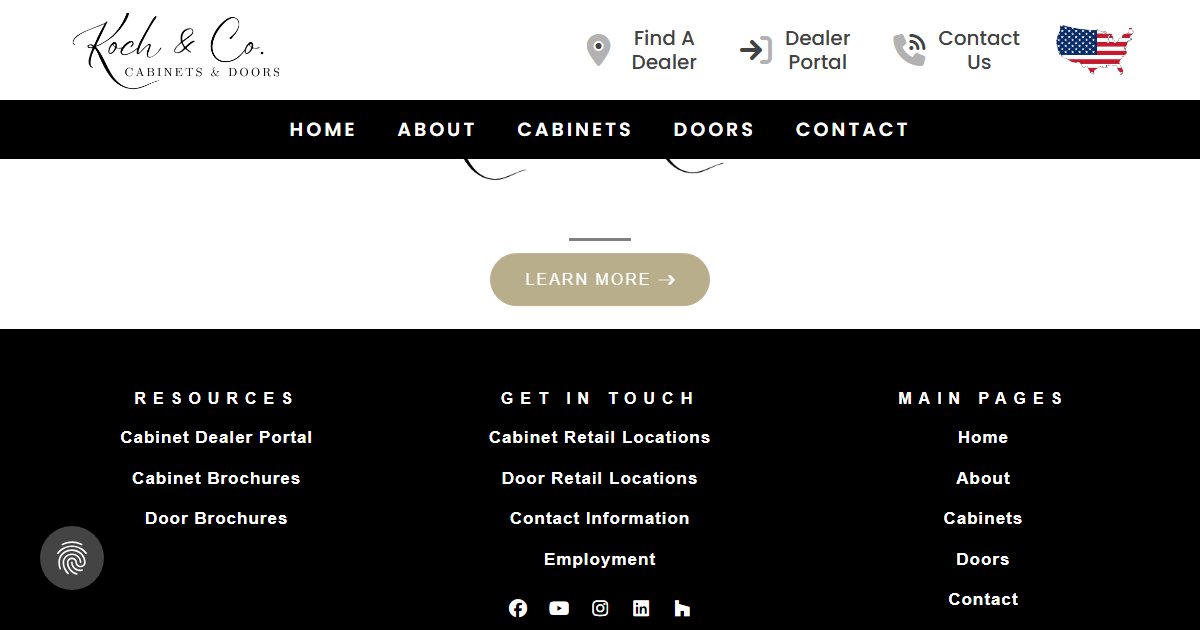 Koch & Co. Cabinetry website — cabinetry product styles and collections