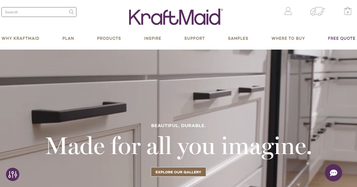 KraftMaid official website — kitchen and bath cabinetry