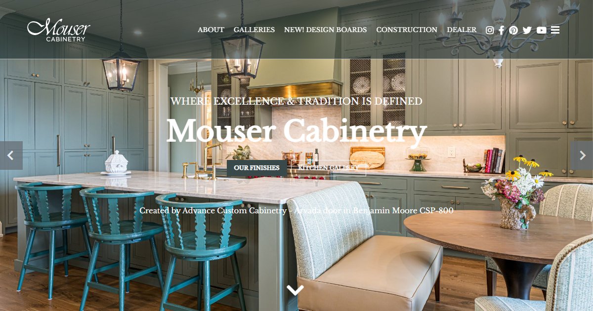 Mouser Cabinetry official website — kitchen and bath cabinetry