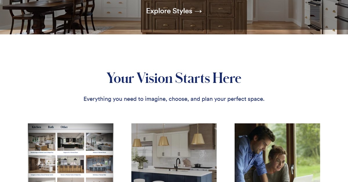 Shenandoah Cabinetry website — cabinetry product styles and collections