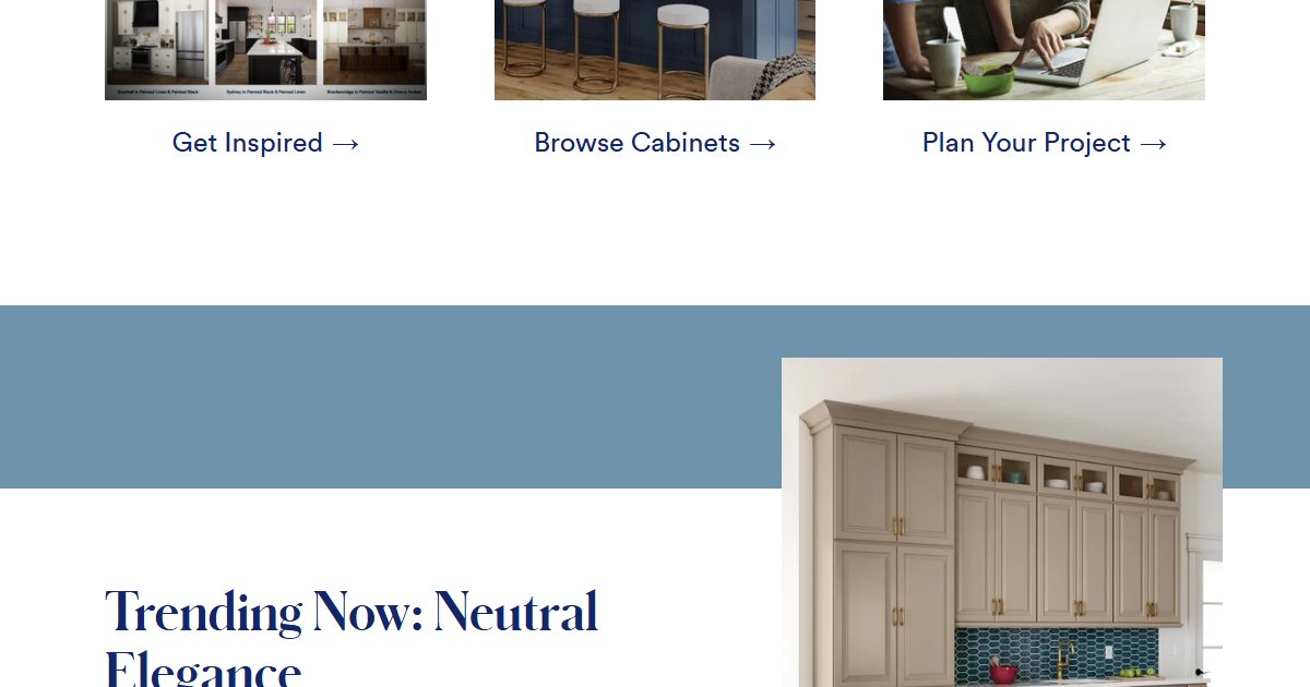 Shenandoah Cabinetry website — design options and finish selections