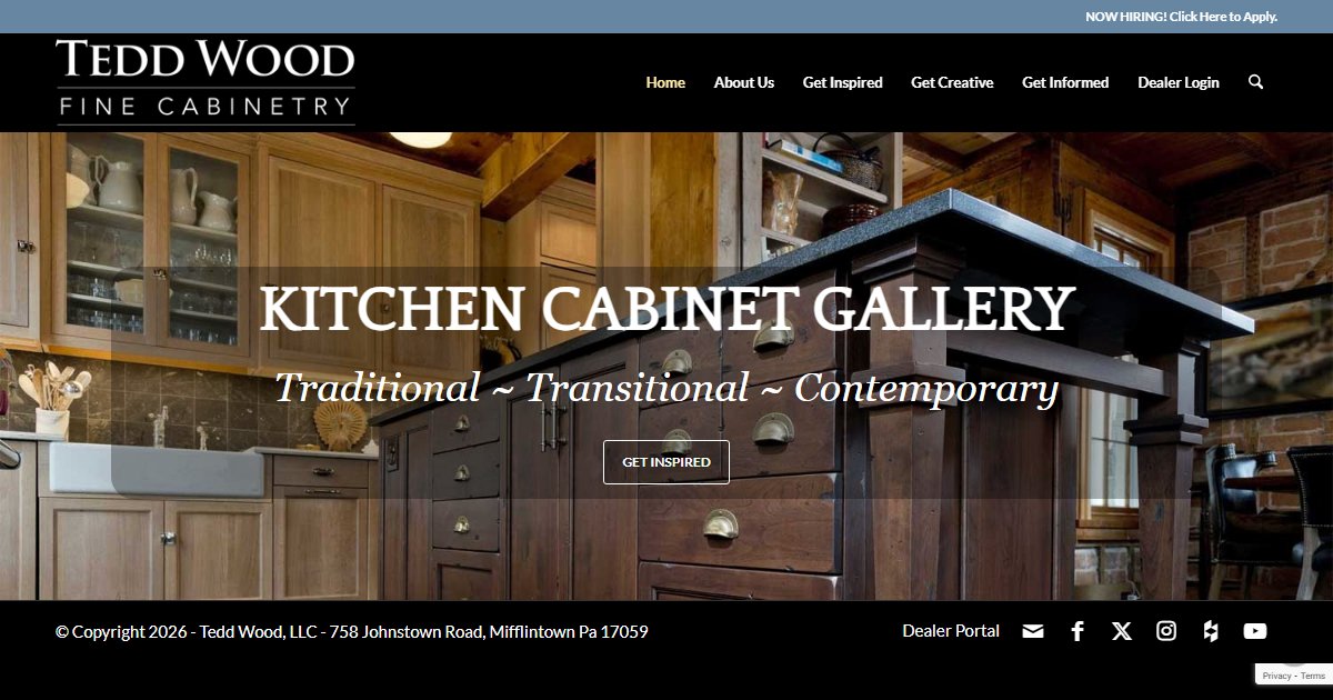 Tedd Wood Fine Cabinetry official website — kitchen and bath cabinetry