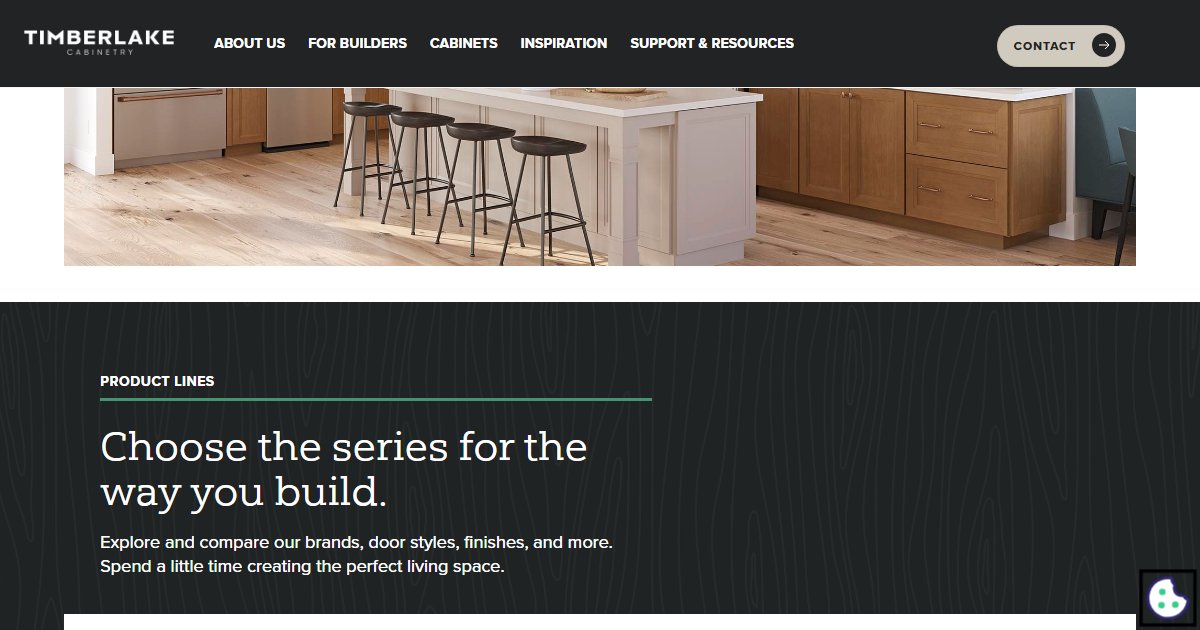 Timberlake Cabinetry website — featured projects and brand details