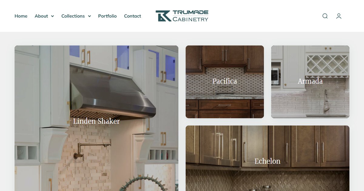 TruMade Cabinetry website — cabinetry product styles and collections