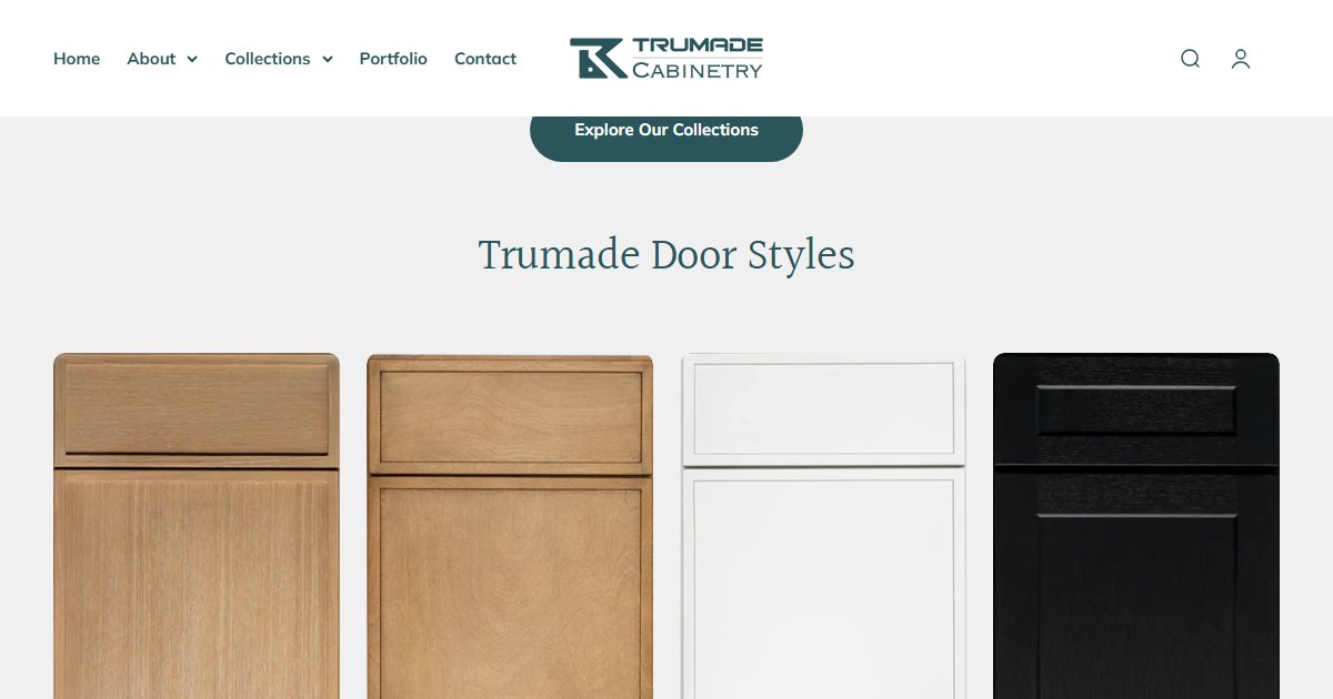 TruMade Cabinetry website — design options and finish selections