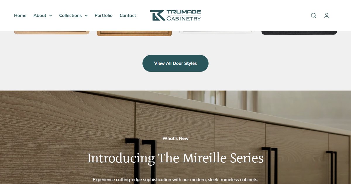 TruMade Cabinetry website — featured projects and brand details