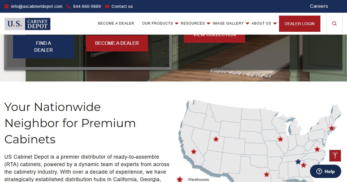 US Cabinet Depot website — cabinetry product styles and collections
