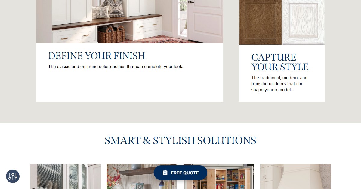 Yorktowne Cabinetry website — featured projects and brand details